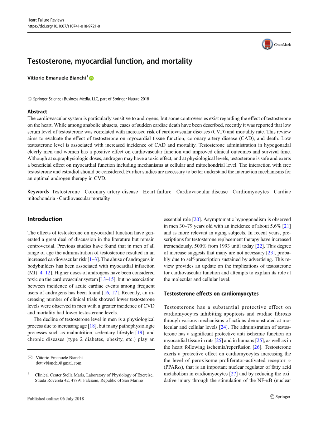 Testosterone, Myocardial Function, and Mortality