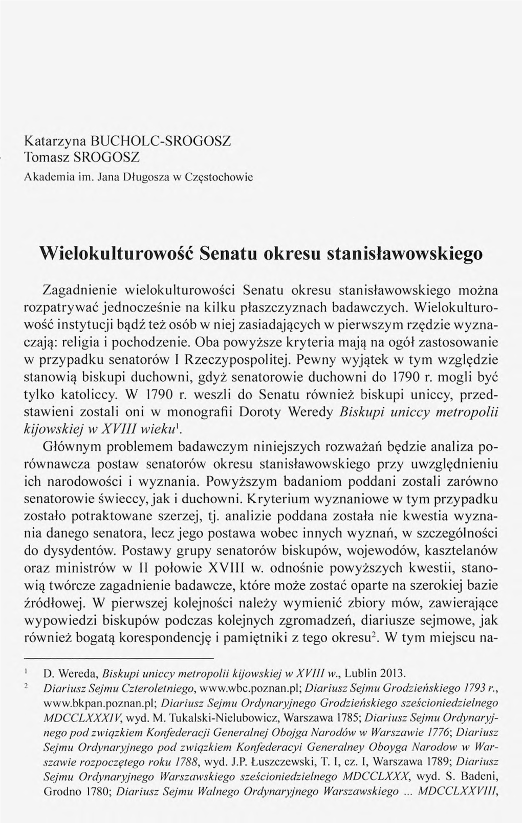 Wielokulturowość Senatu Okresu Stanisławowskiego
