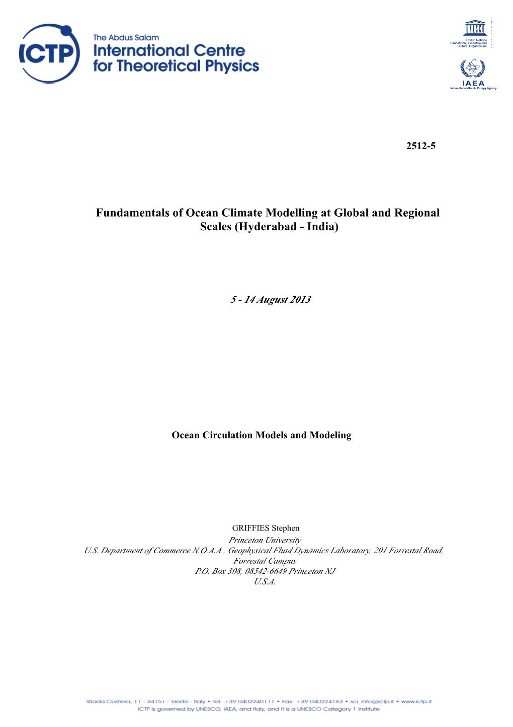 Ocean Circulation Models and Modeling