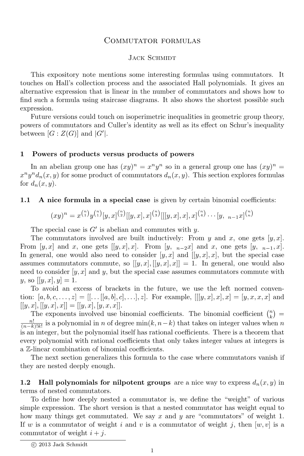 Commutator Formulas