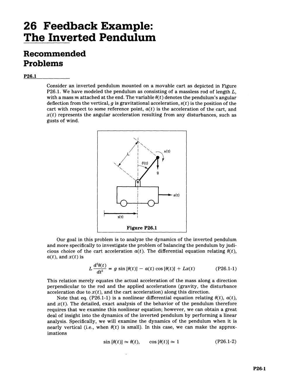 Problem Set 26: Feedback Example: the Inverted Pendulum