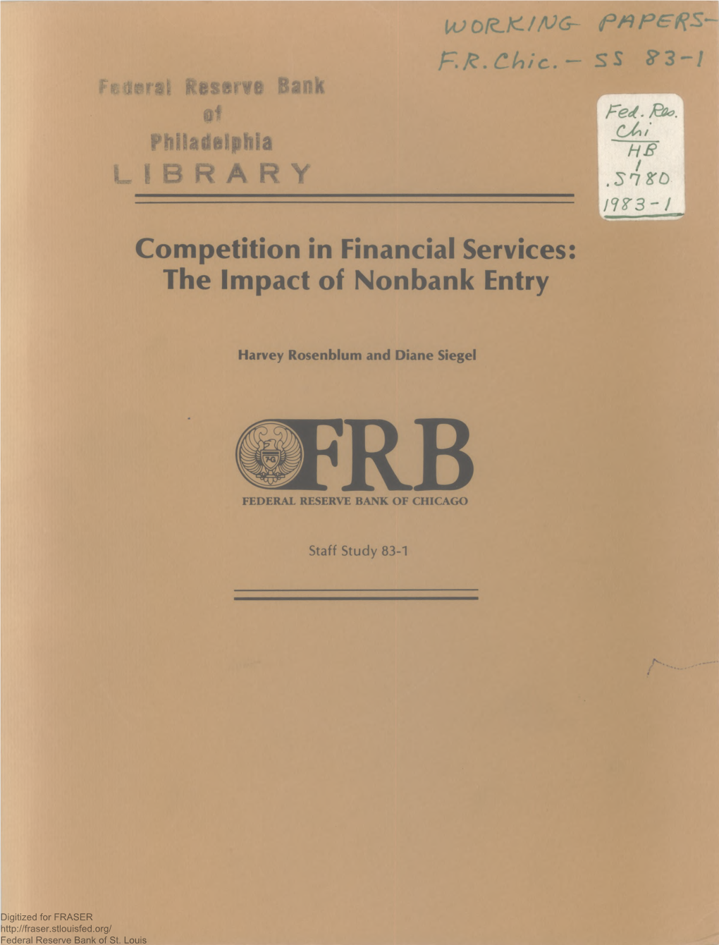 Competition in Financial Services: the Impact of Nonbank Entry