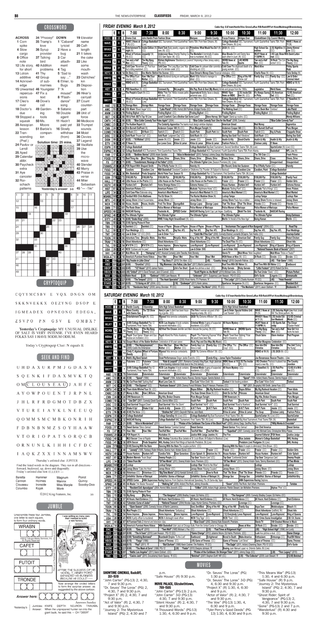 Crossword Cryptoquip Seek and Find Jumble Movies