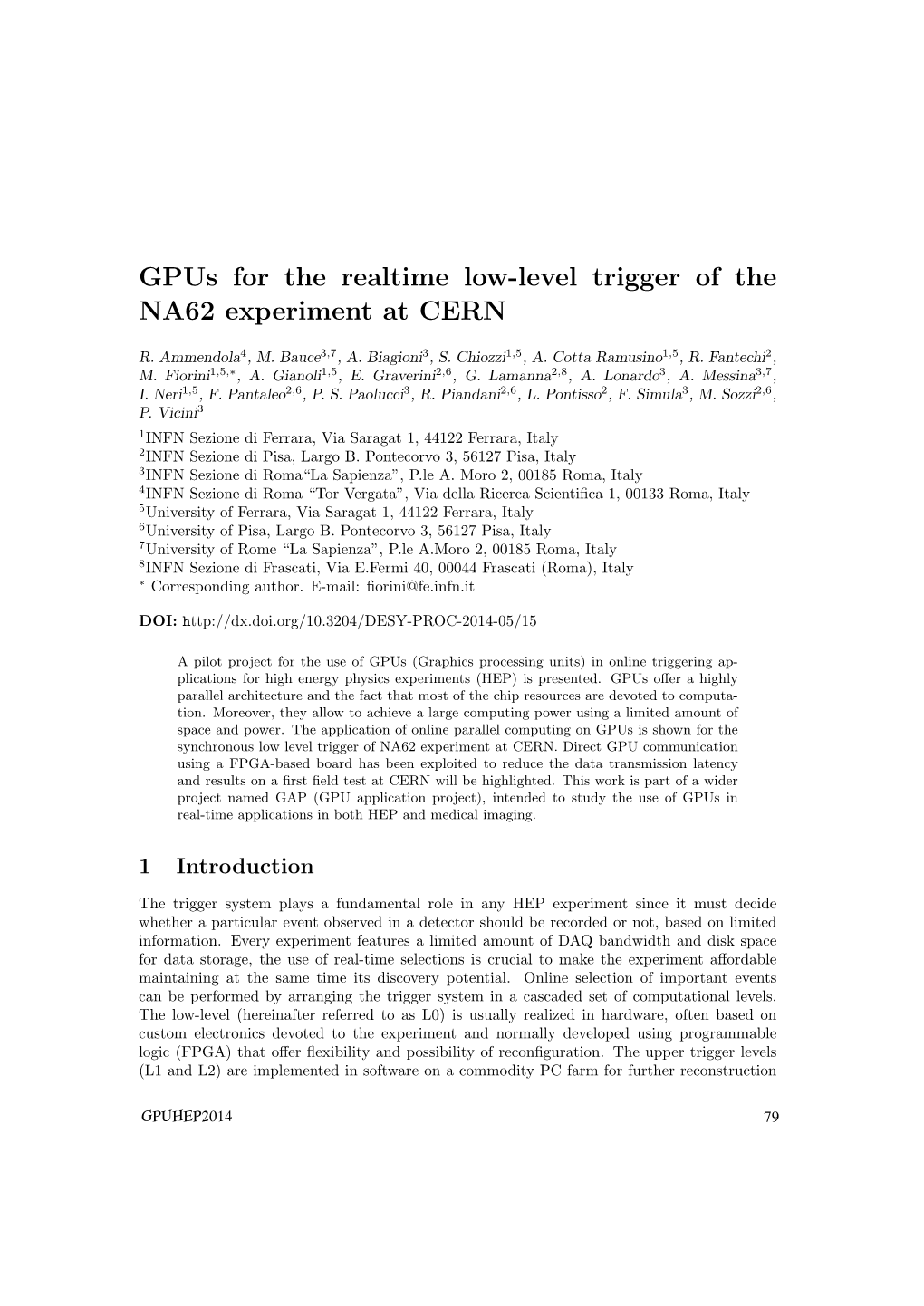 Gpus for the Realtime Low-Level Trigger of the NA62 Experiment at CERN