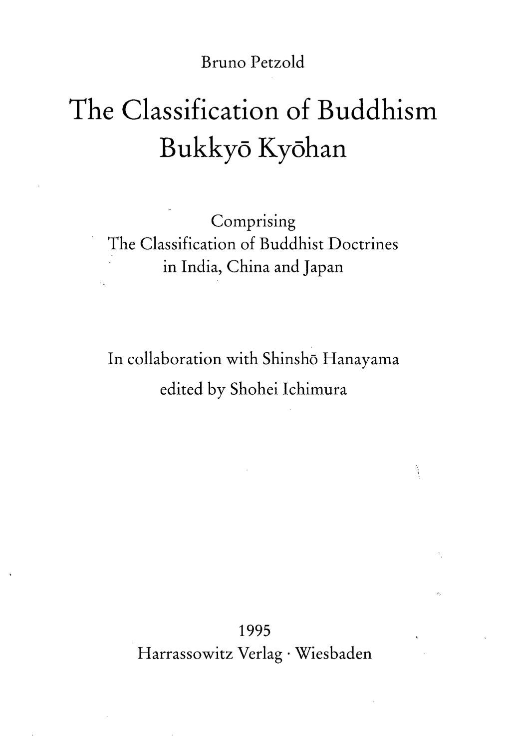 The Classification of Buddhism Bukkyo Kyohan