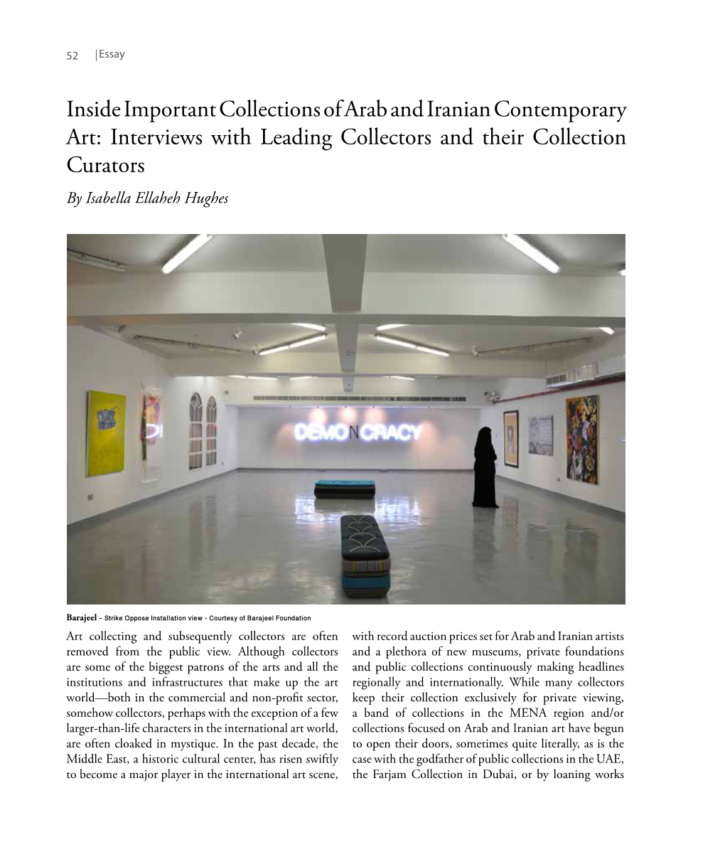 Inside Important Collections of Arab and Iranian Contemporary Art: Interviews with Leading Collectors and Their Collection Curators by Isabella Ellaheh Hughes