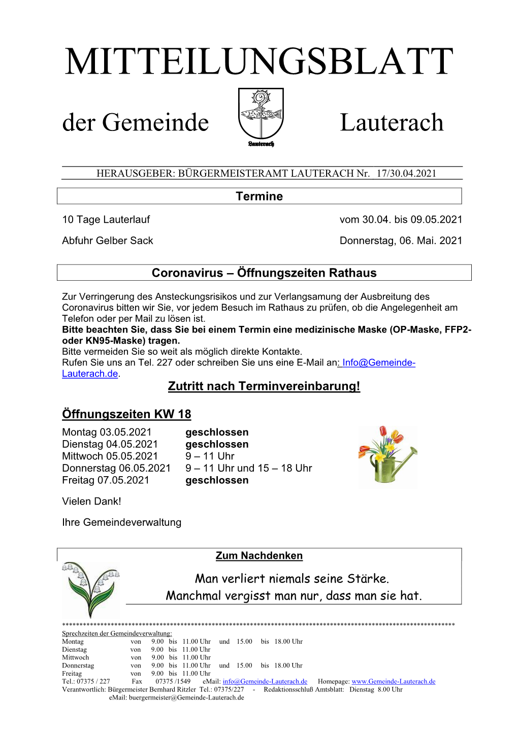 MITTEILUNGSBLATT Der Gemeinde Lauterach