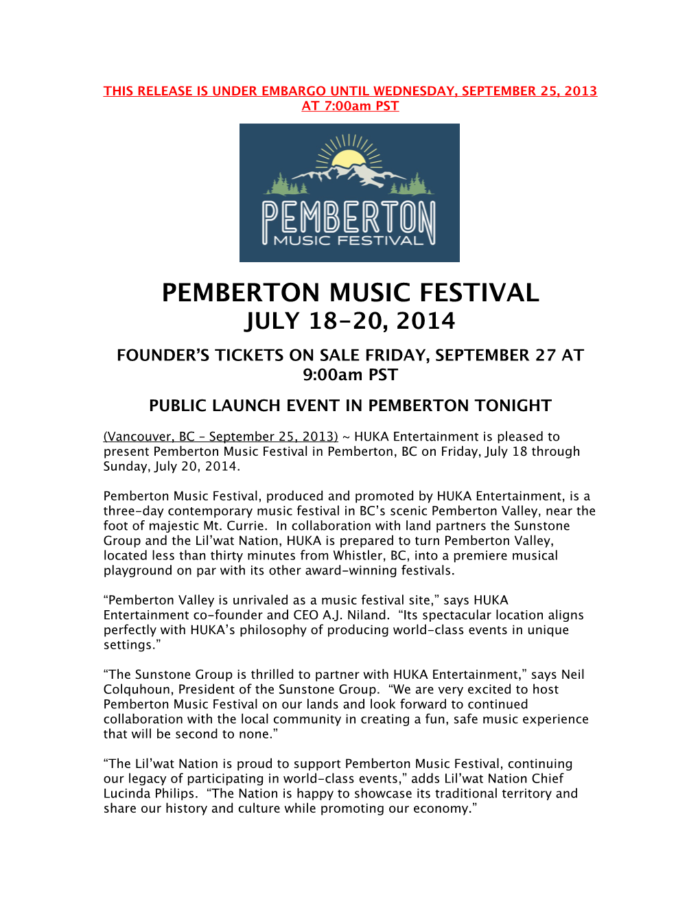 Pemberton Music Festival Press Release 6