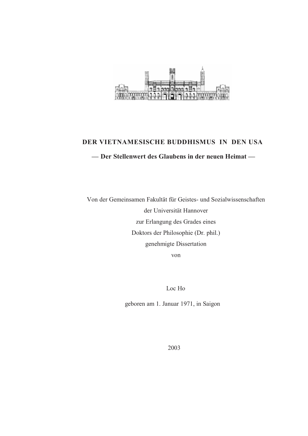 DER VIETNAMESISCHE BUDDHISMUS in DEN USA — Der