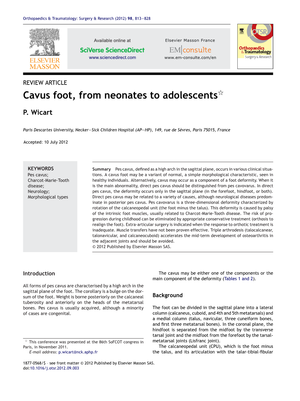 Cavus Foot, from Neonates to Adolescents