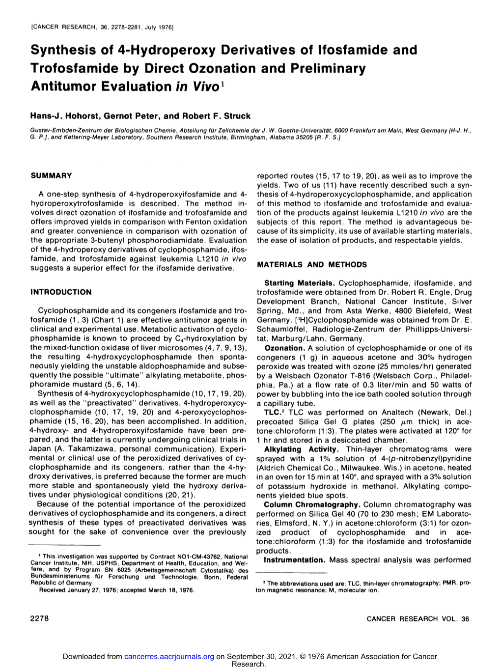 Synthesis of 4-Hydroperoxy Derivatives of Ifosfamide and Trofosfamide by Direct Ozonation and Preliminary Antitumor Evaluation in V/Vo