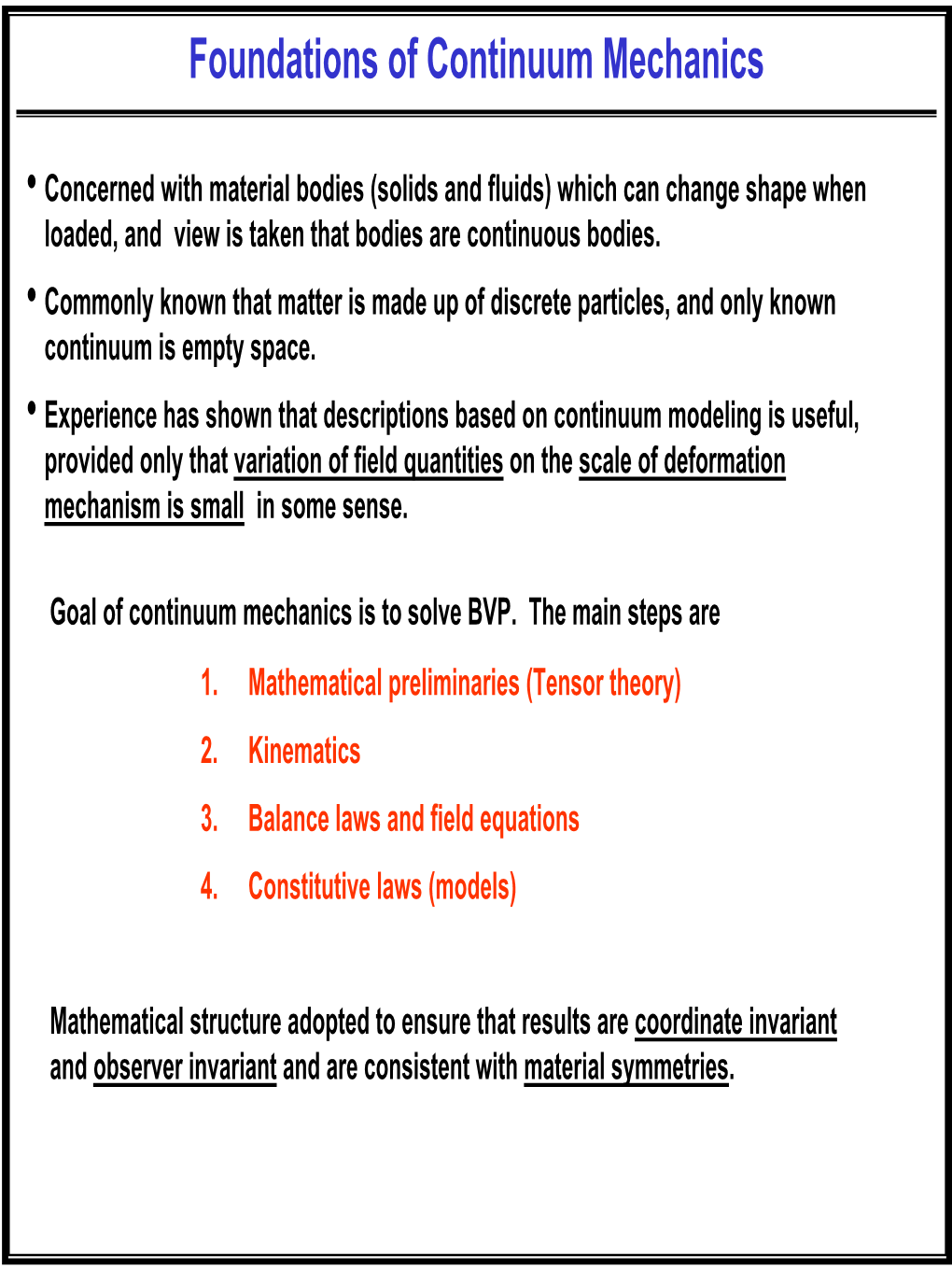 Foundations of Continuum Mechanics