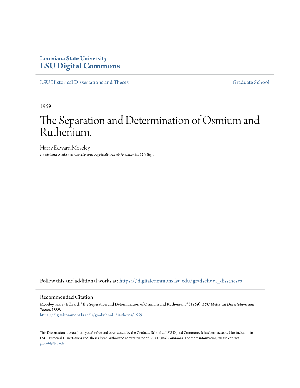 The Separation and Determination of Osmium and Ruthenium