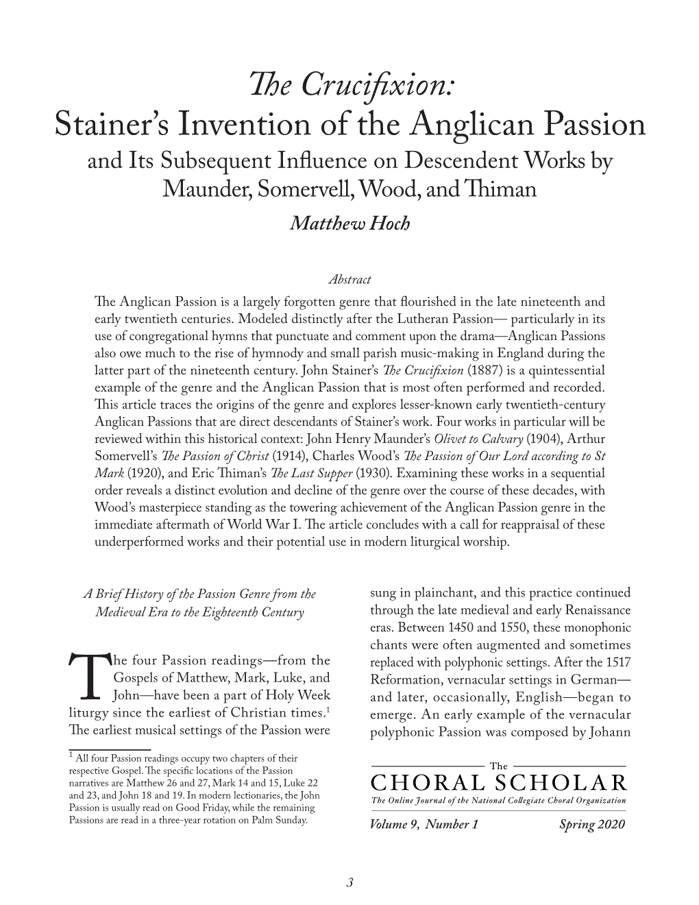 The Crucifixion: Stainer's Invention of the Anglican Passion