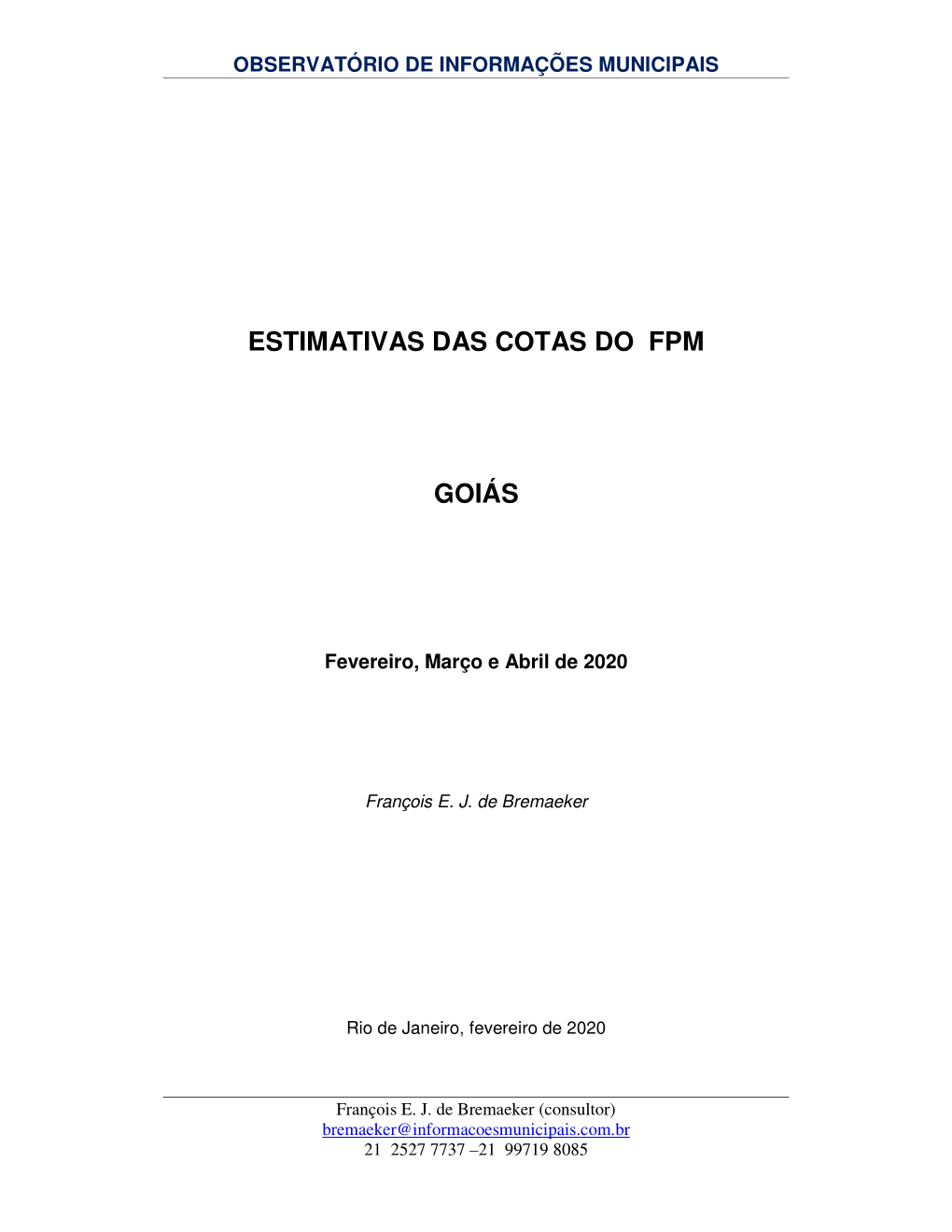 Estimativas Das Cotas Do Fpm Goiás