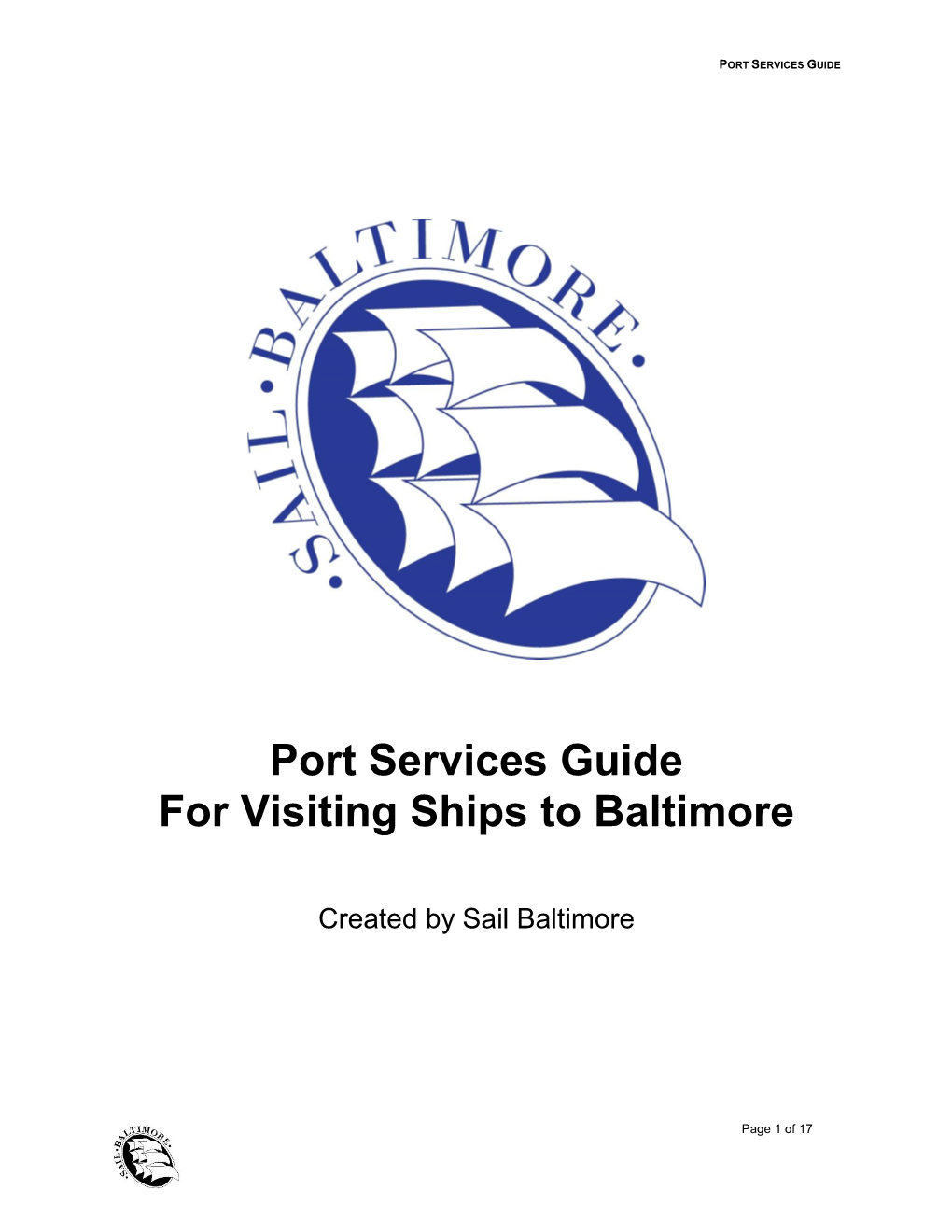 Port Services Guide for Visiting Ships to Baltimore