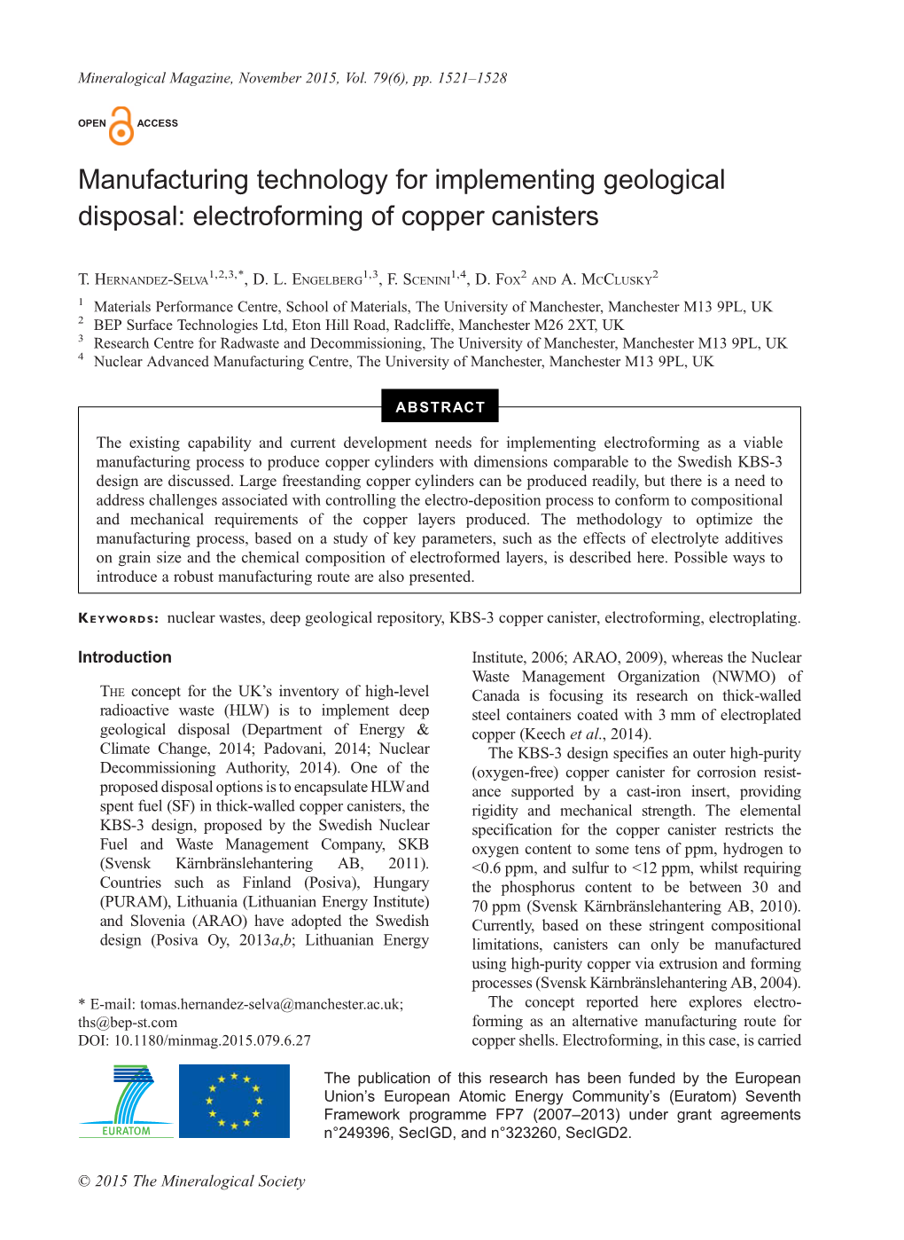 Electroforming of Copper Canisters