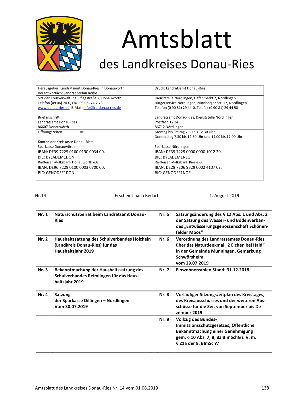 Amtsblatt Des Landkreises Donau-Ries
