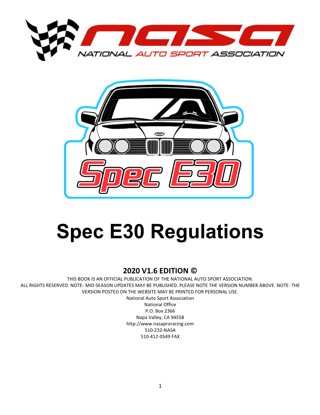 Spec E30 Regulations