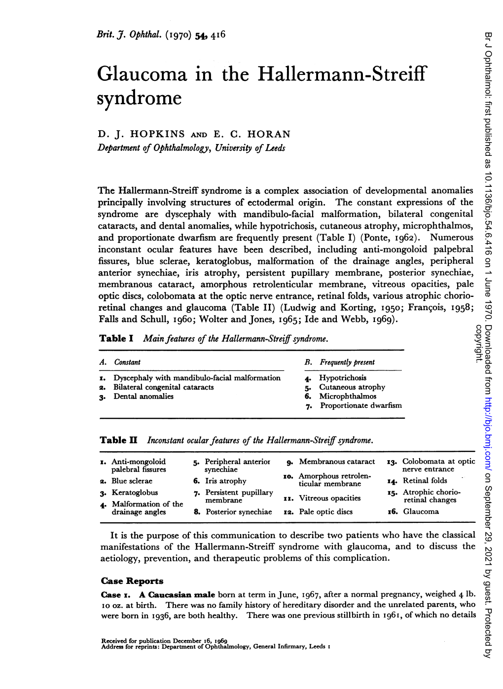 Glaucoma in the Hallermann-Streiff Syndrome