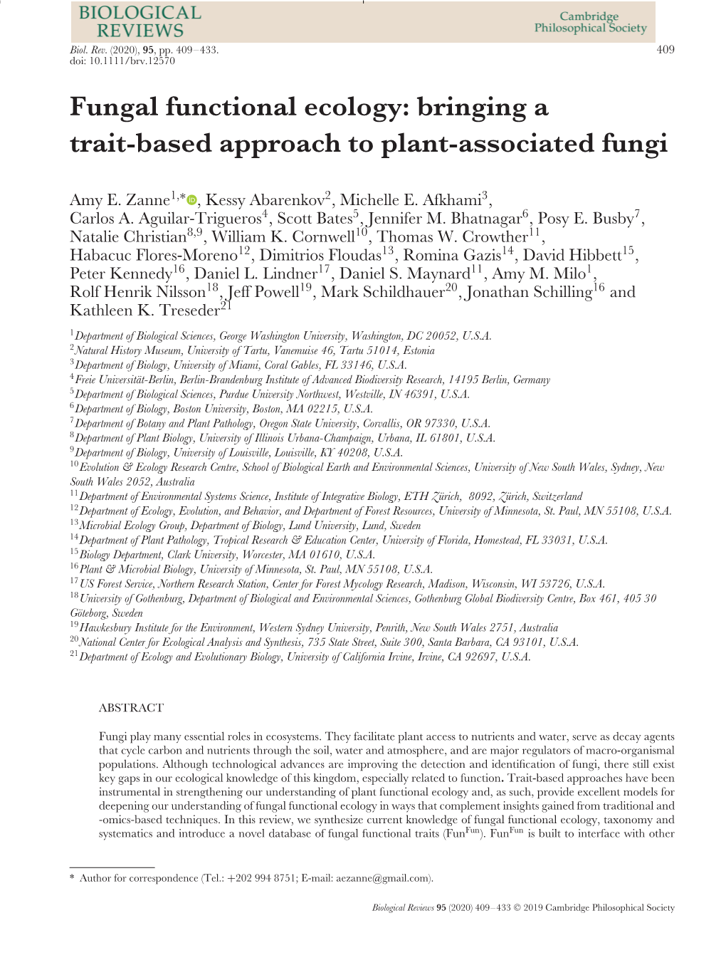 Bringing a Trait‐Based Approach to Plant‐Associated Fungi