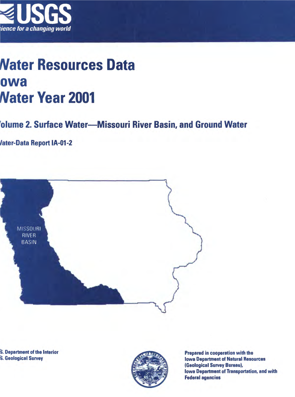 Water Resources Data Owa Water Year 2001 Tolume 2