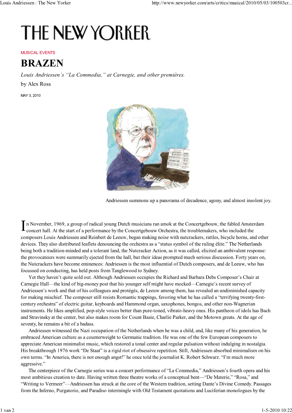 Louis Andriessen : the New Yorker