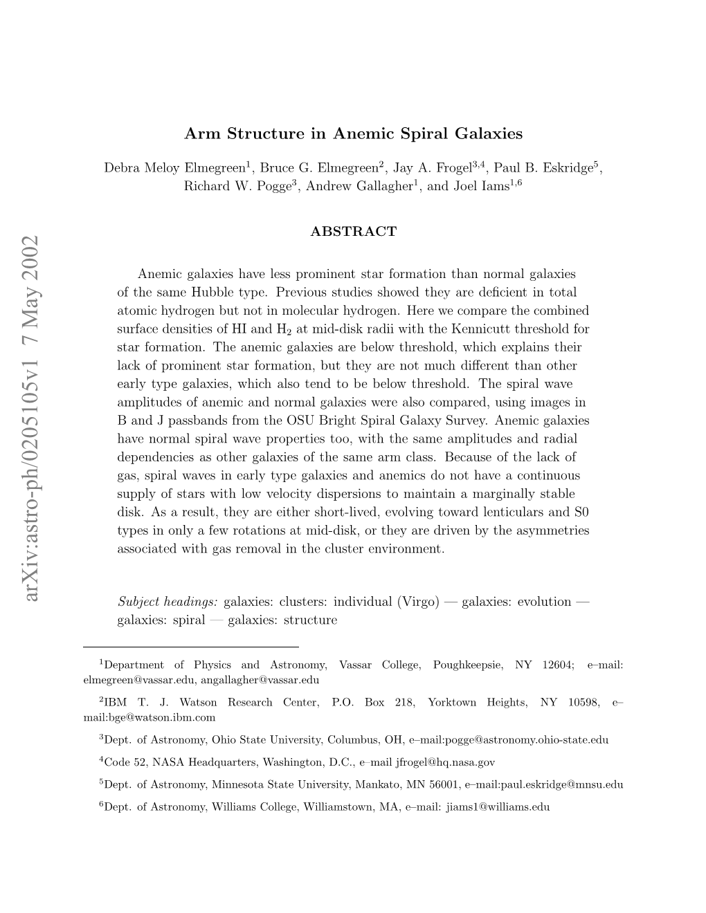 Arm Structure in Anemic Spiral Galaxies