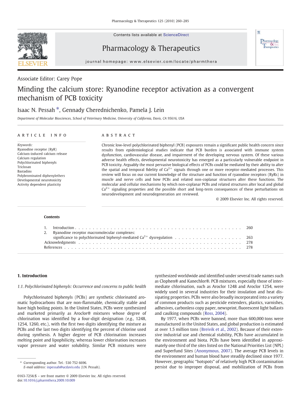 Minding the Calcium Store: Ryanodine Receptor Activation As a Convergent Mechanism of PCB Toxicity