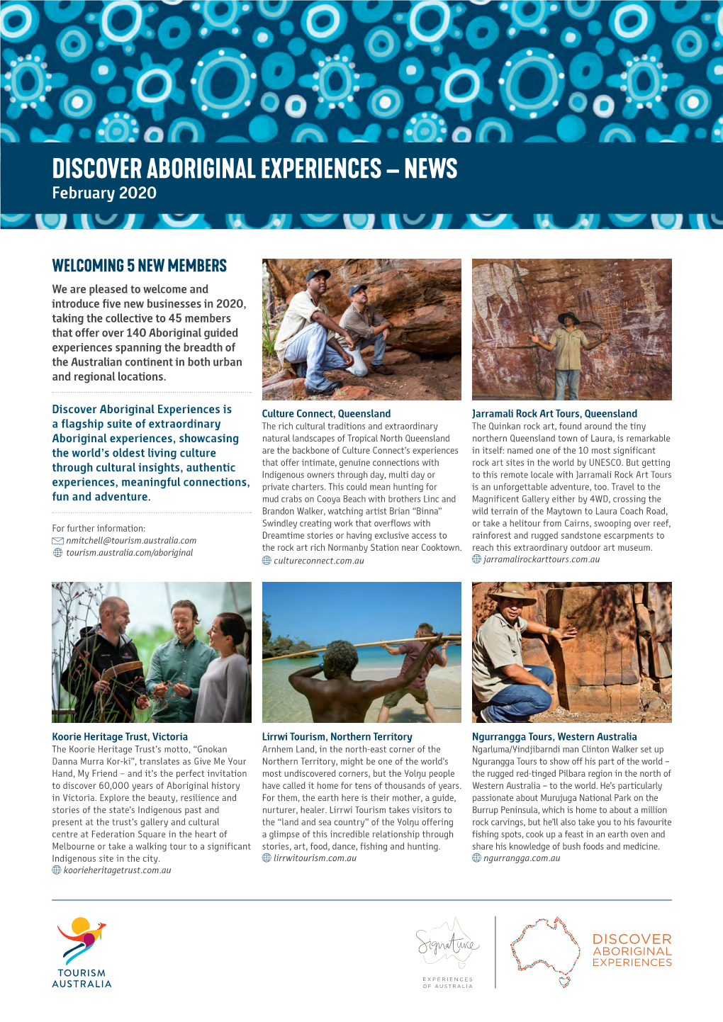 DISCOVER ABORIGINAL EXPERIENCES – NEWS February 2020