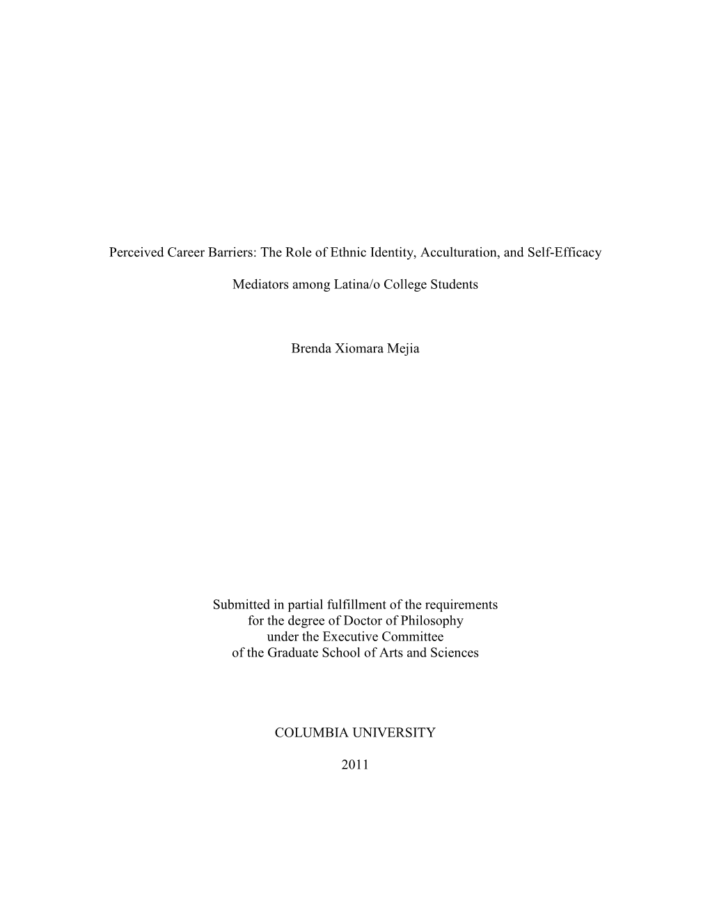 Perceived Career Barriers: the Role of Ethnic Identity, Acculturation, and Self�Efficacy