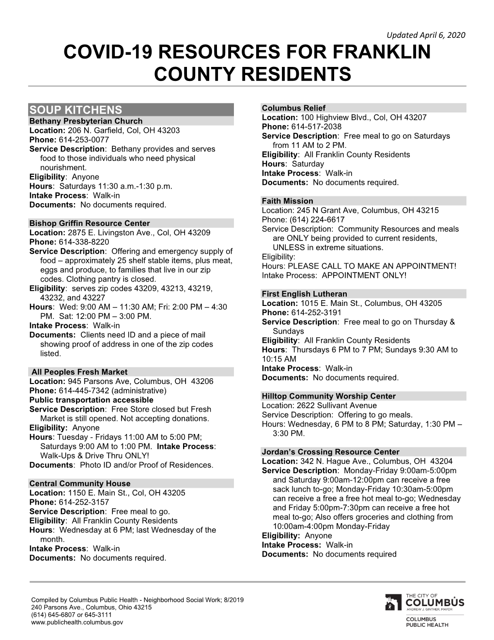 Covid-19 Resources for Franklin County Residents