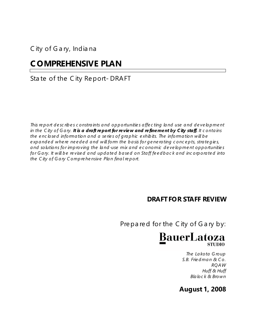 City of Gary, Indiana Comprehensive Plan