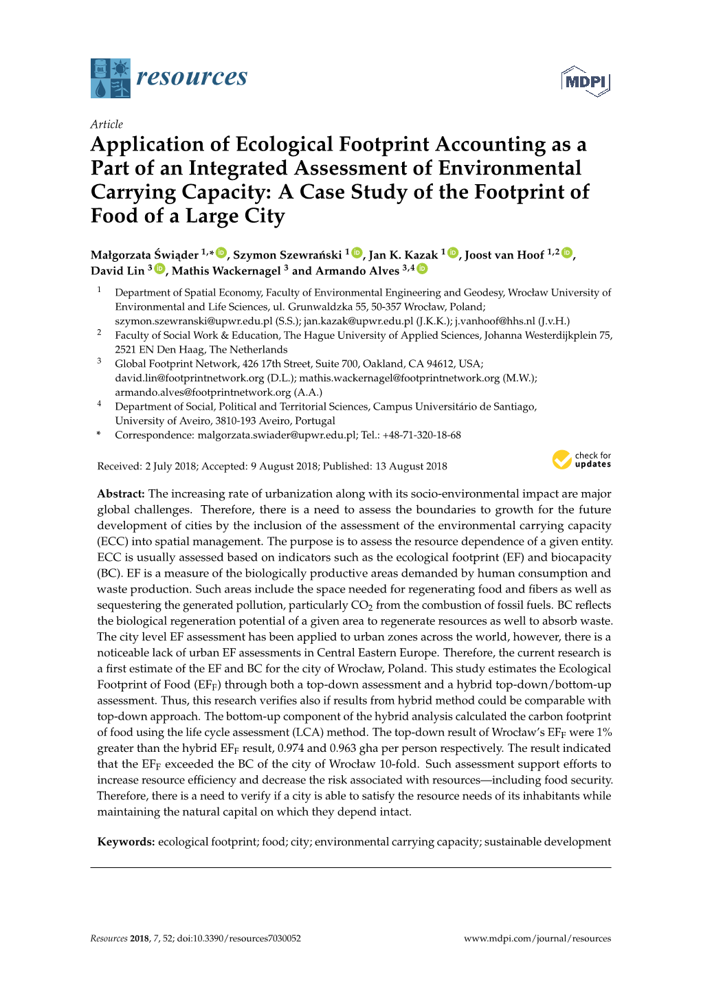 A Case Study of the Footprint of Food of a Large City