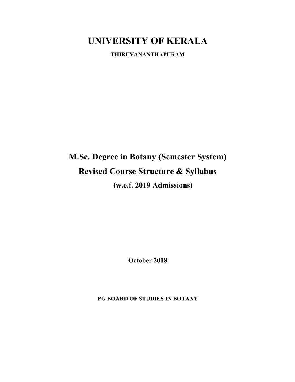 Syllabus of Msc Degree in Botany W.E.F. 2019-20