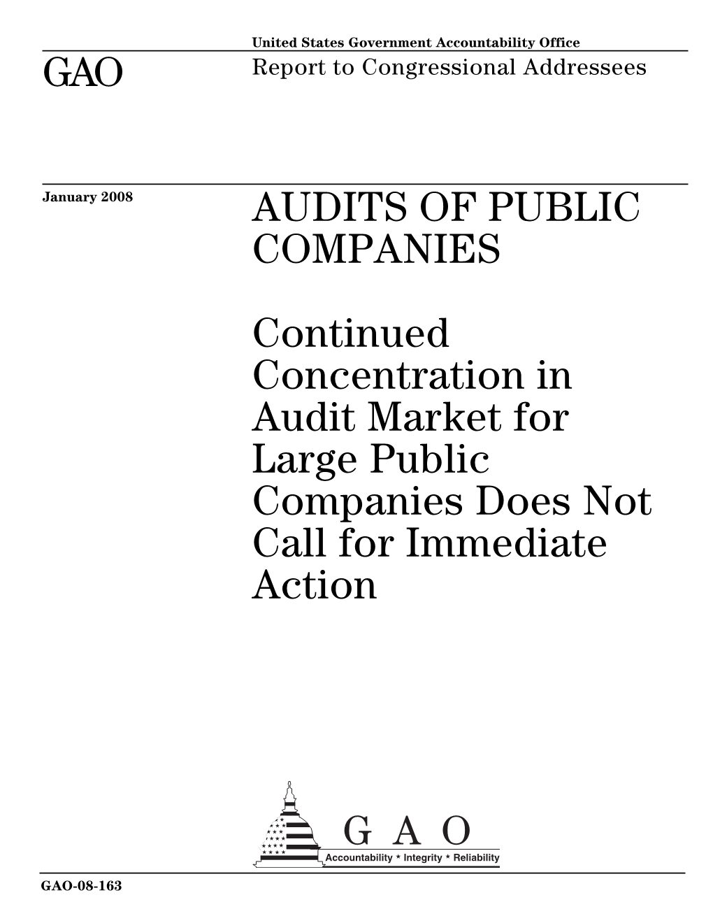 GAO-08-163 Audits of Public Companies