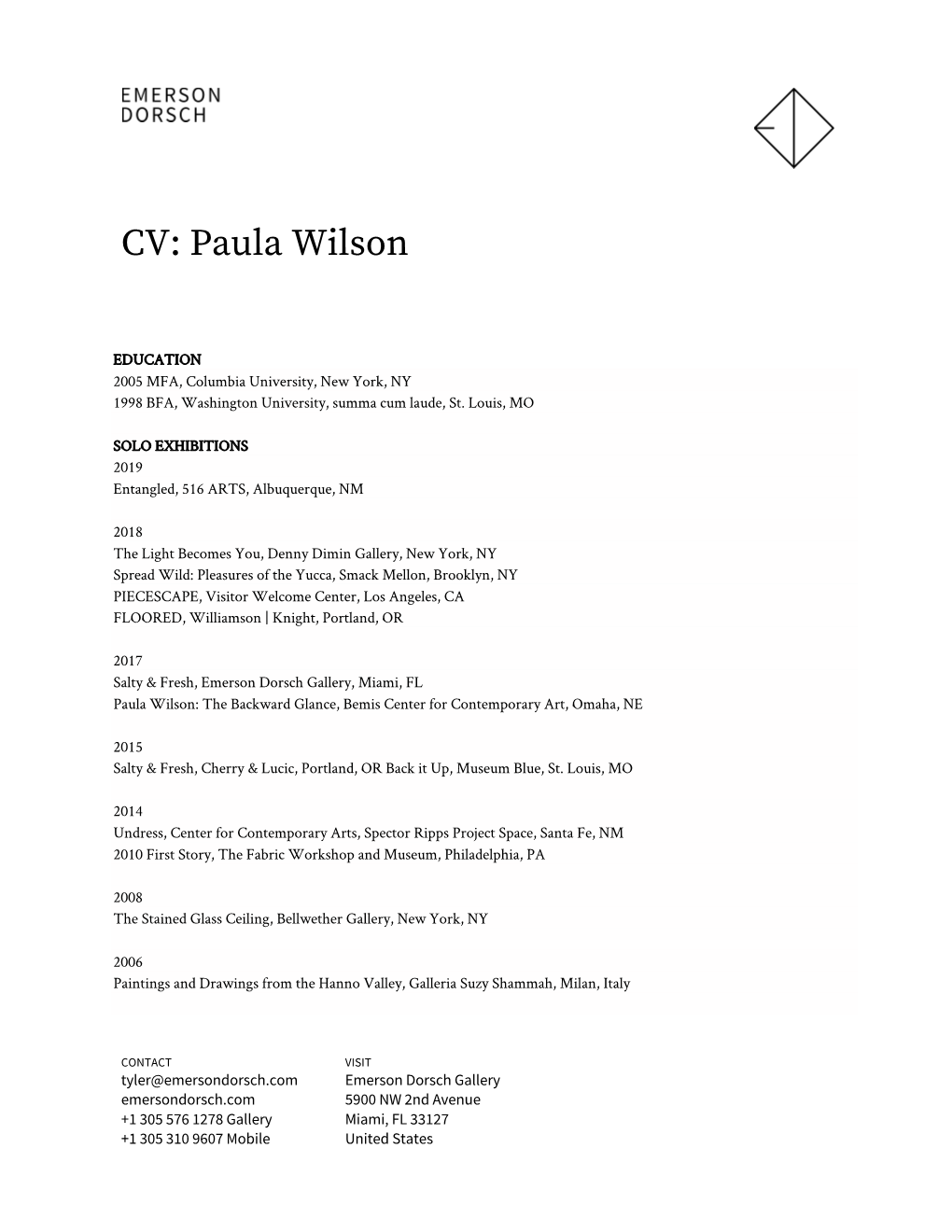 CV: Paula Wilson