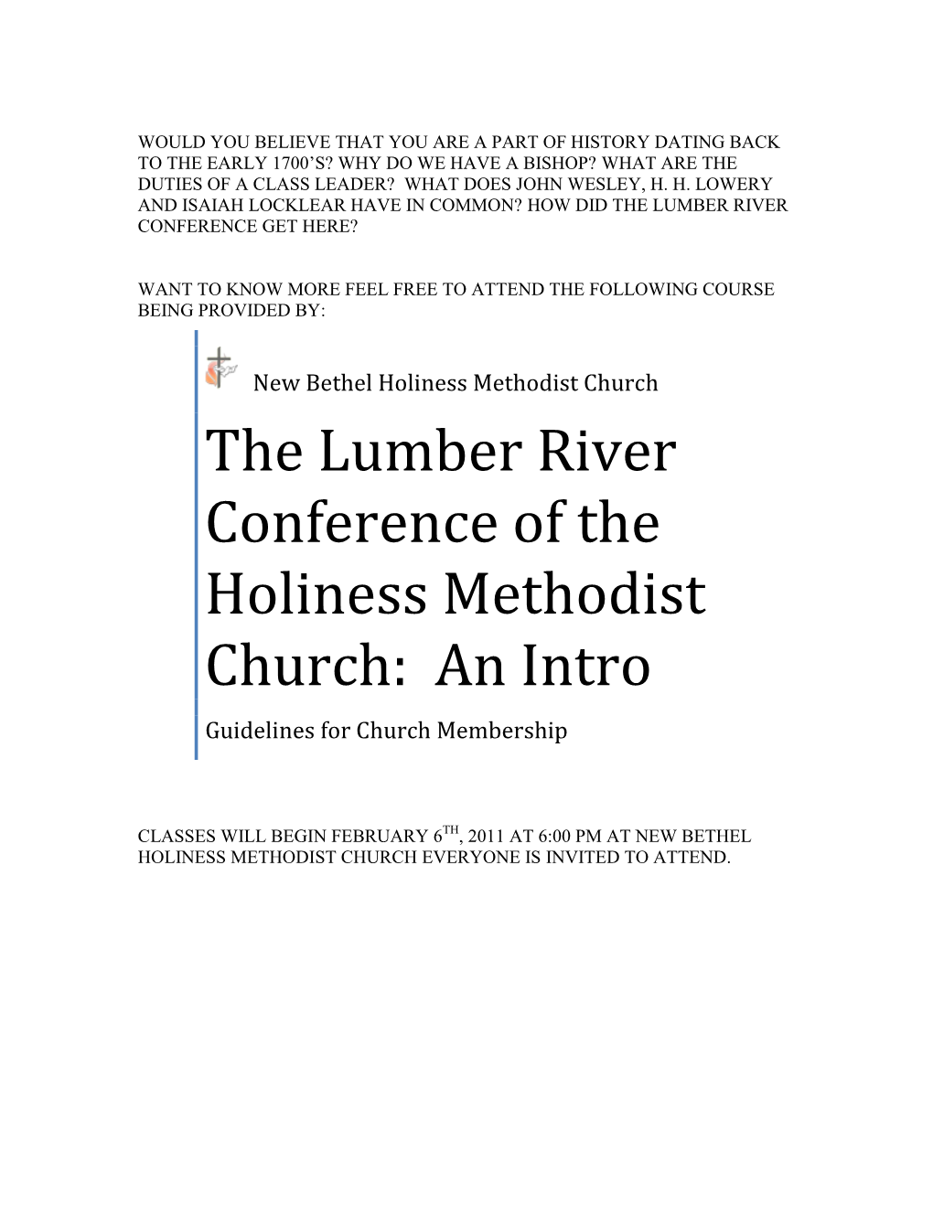 An Introduction to the Lumber River Conference