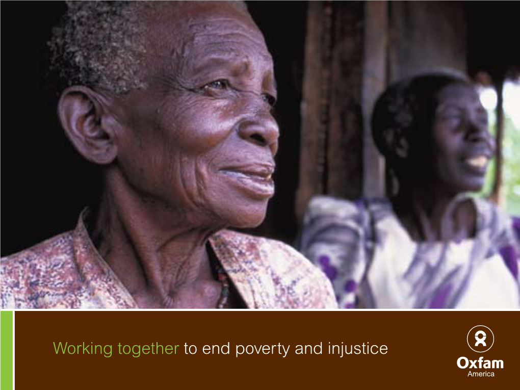 Working Together to End Poverty and Injustice