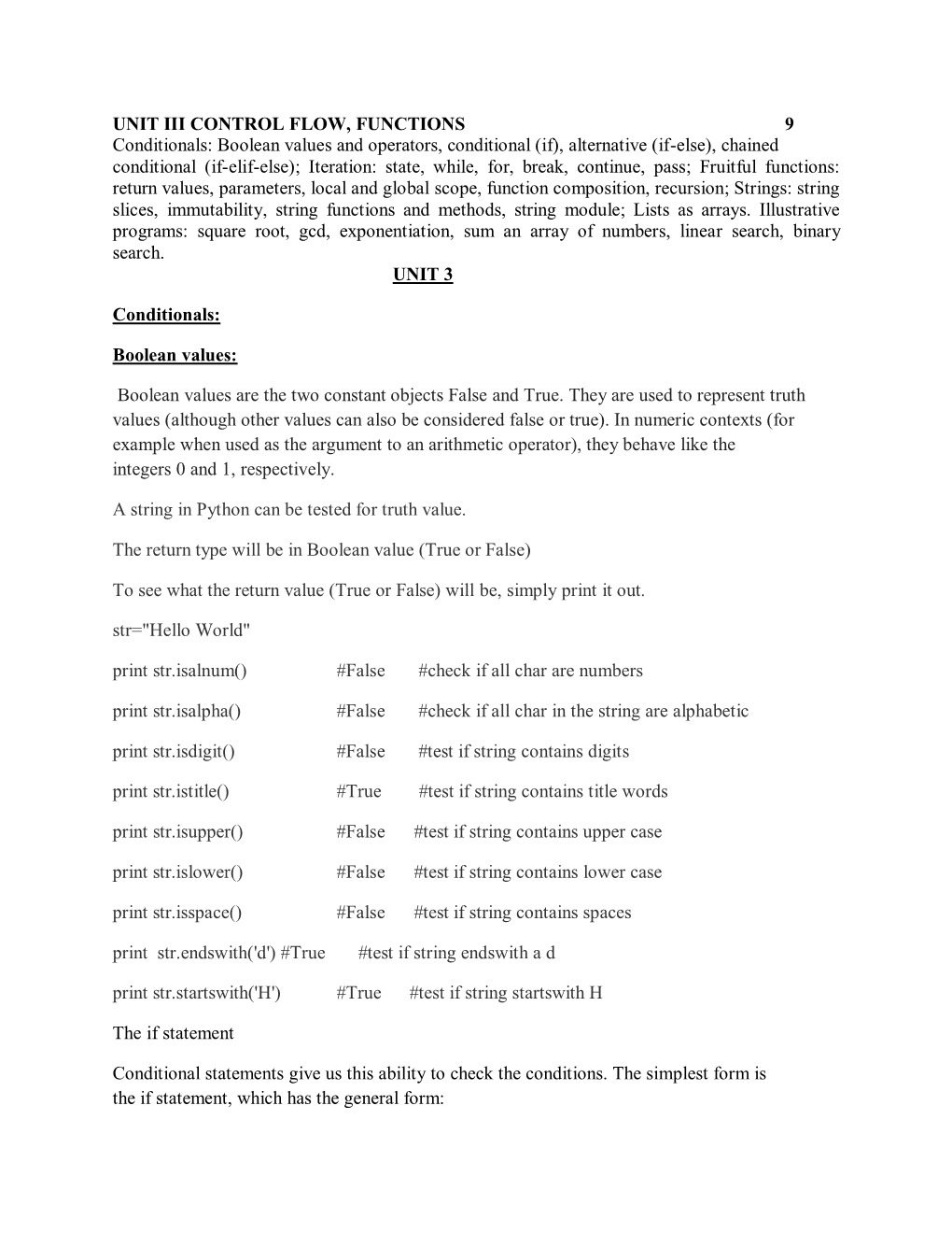 Control Flow, Functions