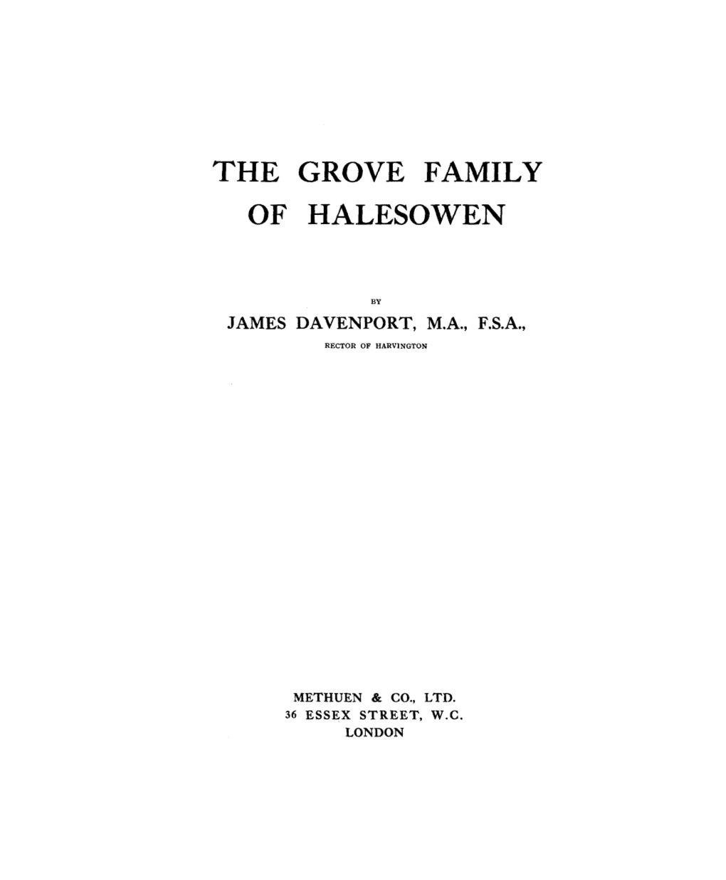 The Grove Family of Halesowen