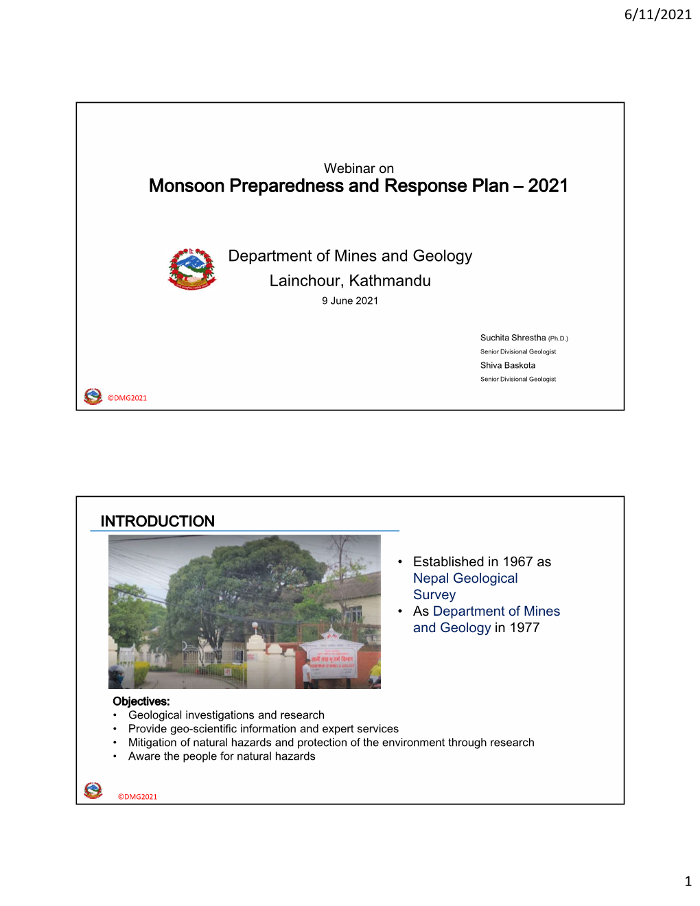 Monsoon Preparedness and Response Plan – 2021