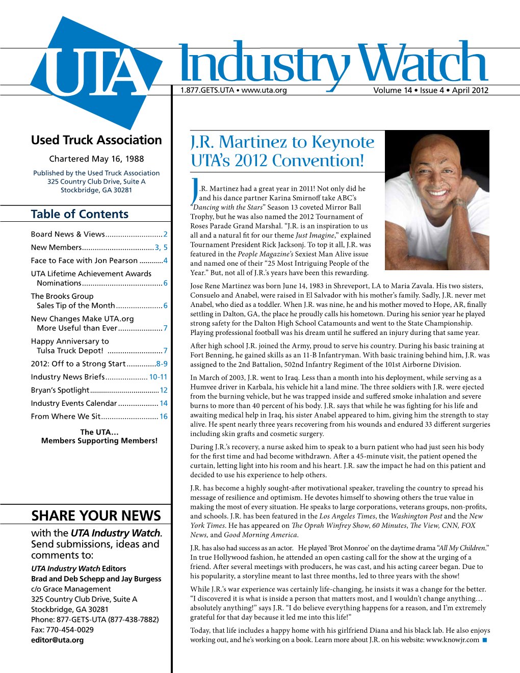 J.R. Martinez to Keynote UTA's 2012 Convention!