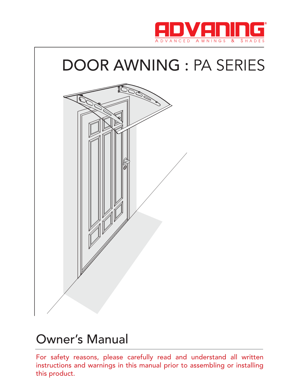 Door Awning : PA Series