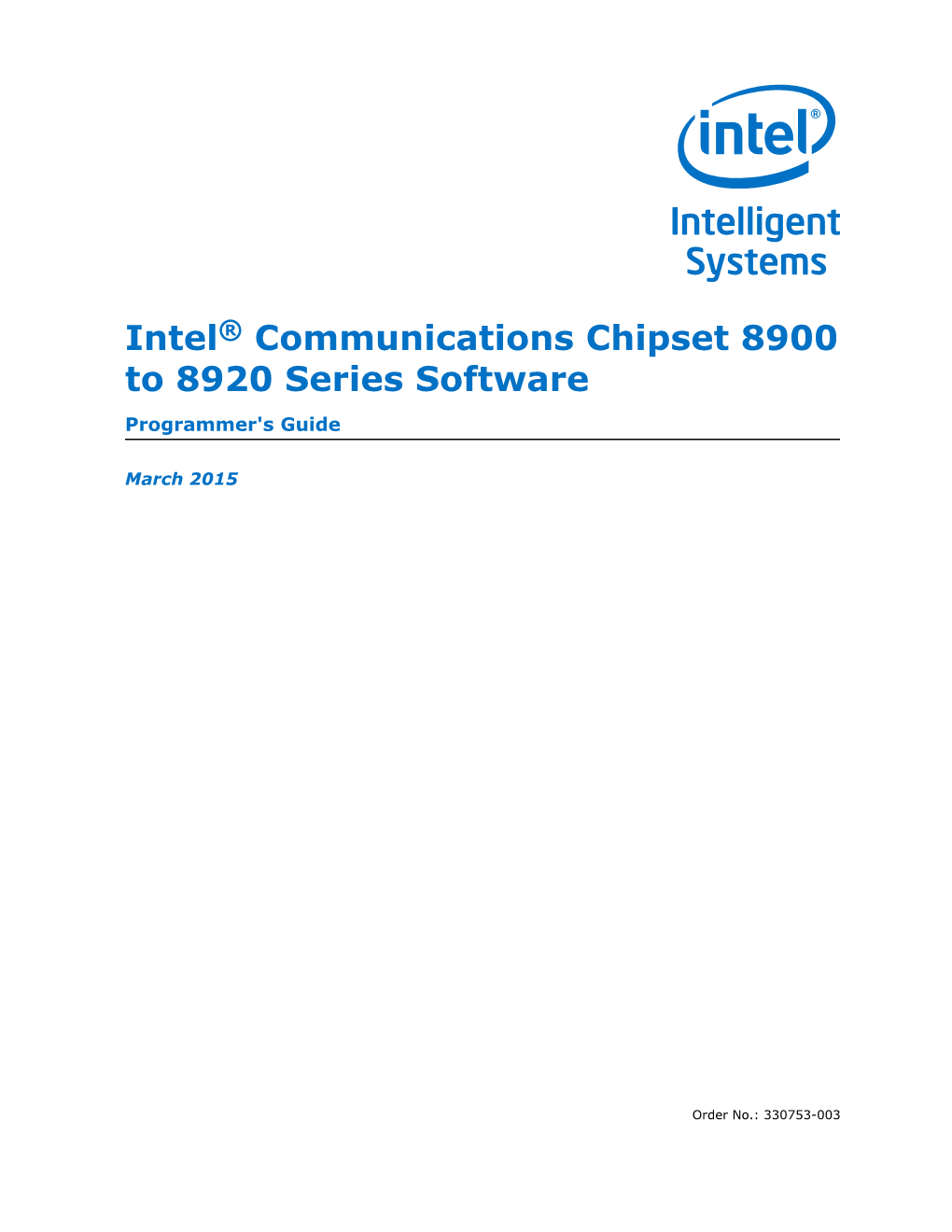 Intel® Communications Chipset 8900 to 8920 Series Software Programmer's Guide