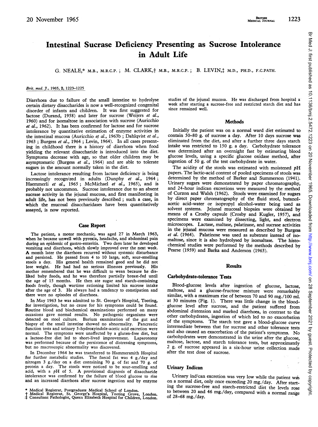 Intestinal Sucrase Deficiency Presenting As Sucrose Intolerance in Adult Life