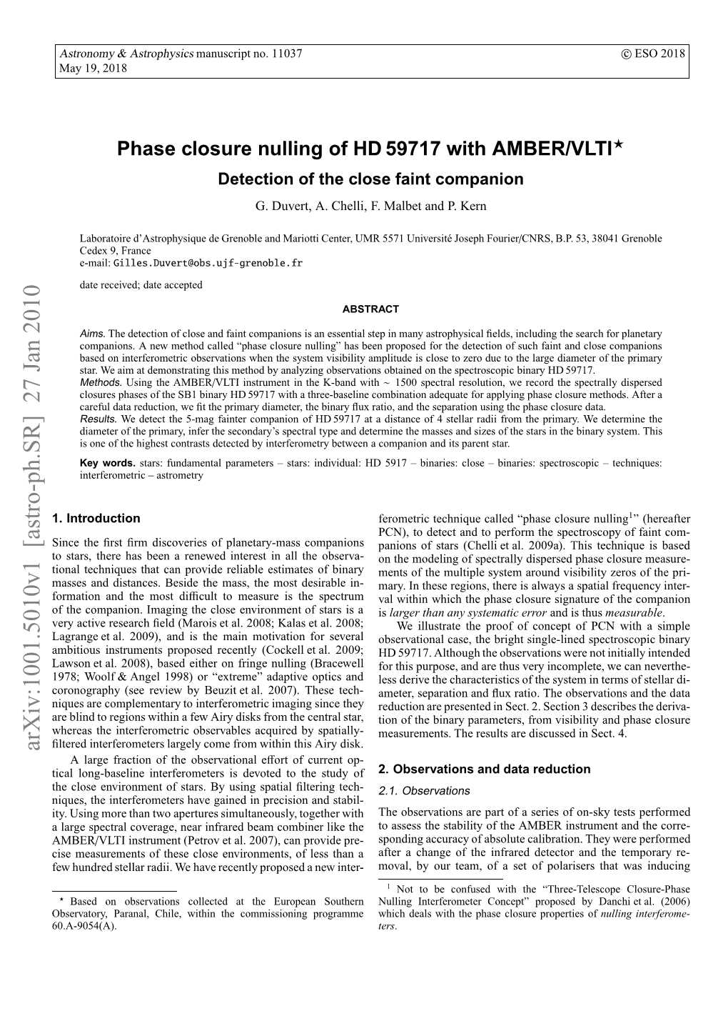 Phase Closure Nulling of HD 59717 with AMBER/VLTI. Detection of the Close Faint Companion