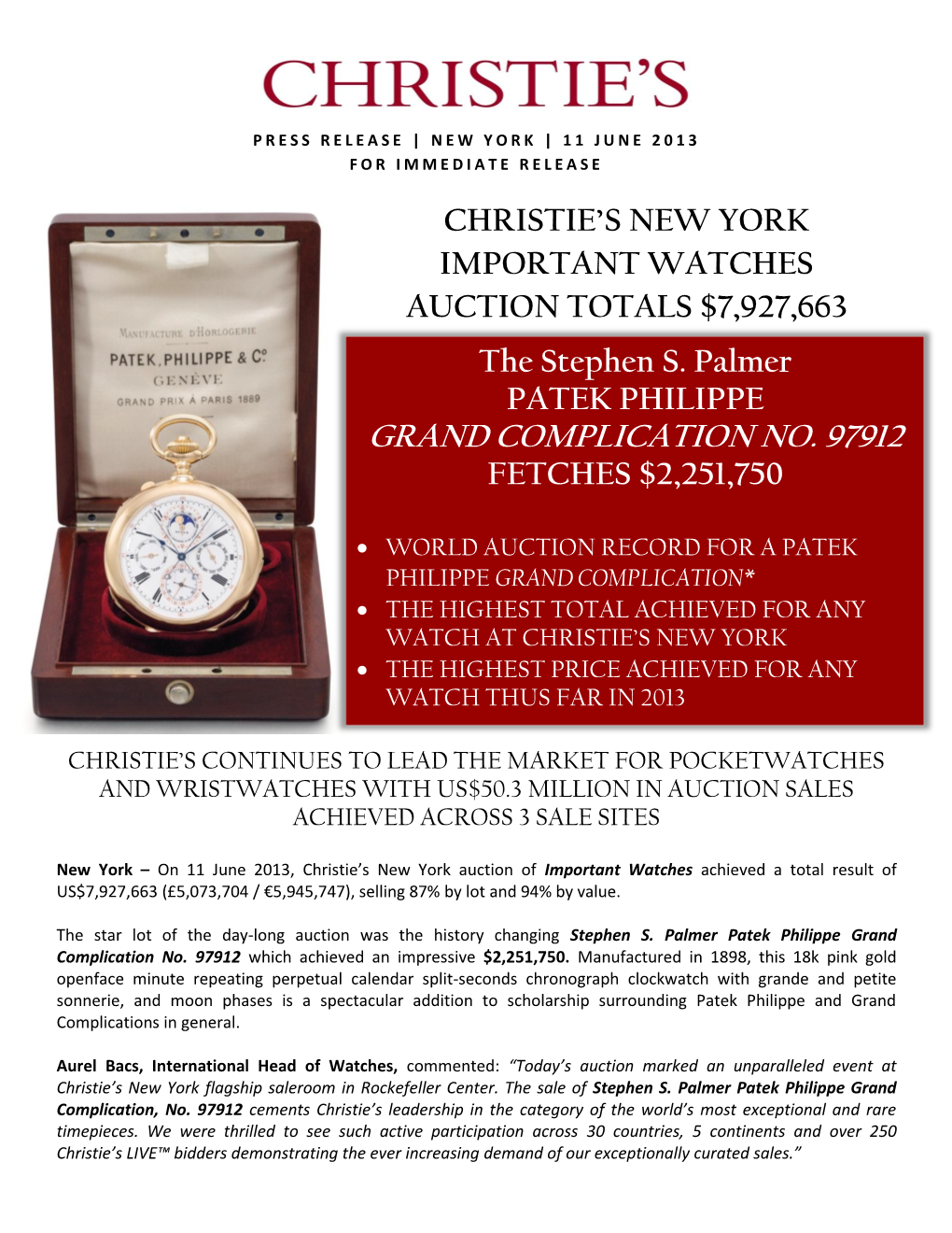 Grand Complication No. 97912 Fetches $2,251,750