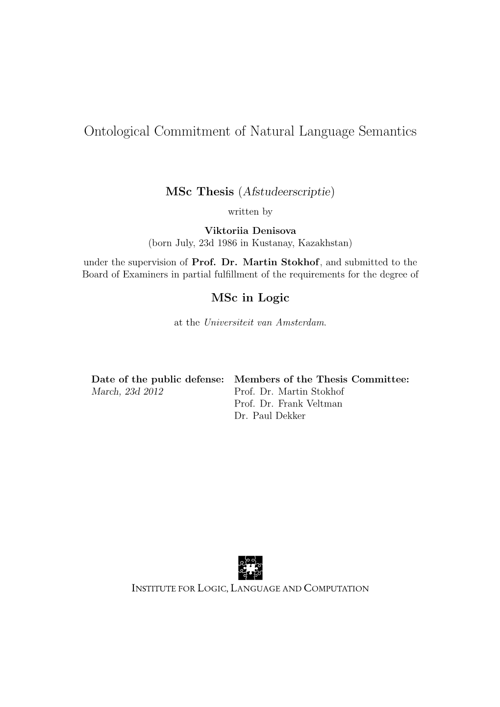 Ontological Commitment of Natural Language Semantics