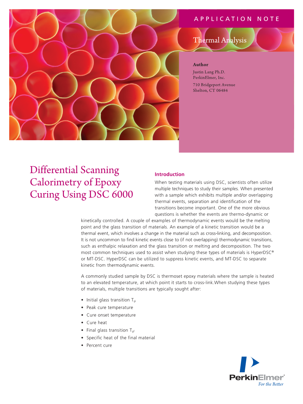 Differential Scanning Calorimetry of Epoxy Curing Using DSC 6000